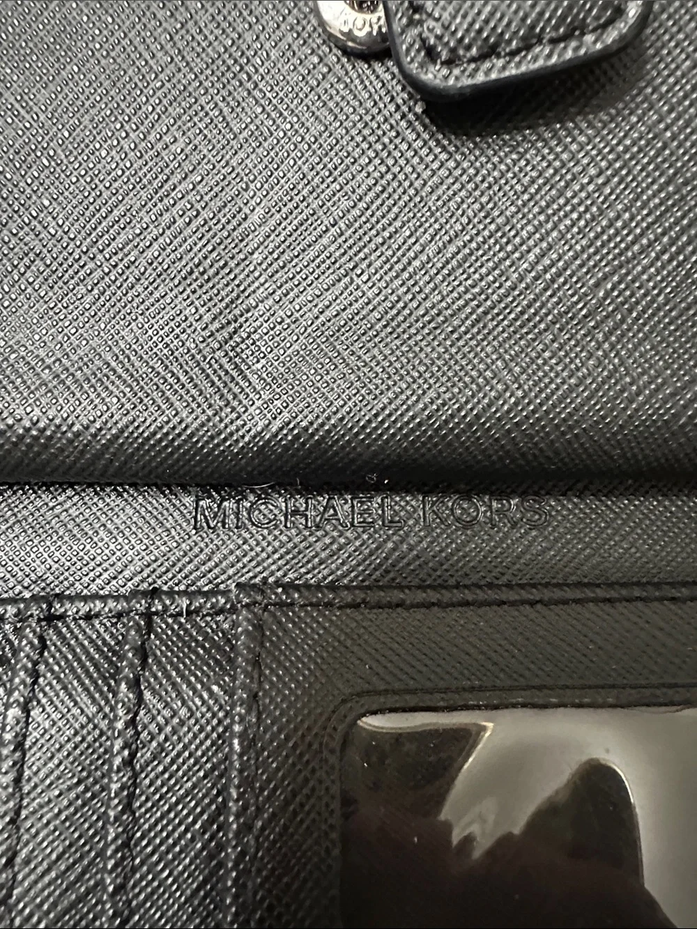 Michael Kors Black Saffiano Leather Zip Card Holder